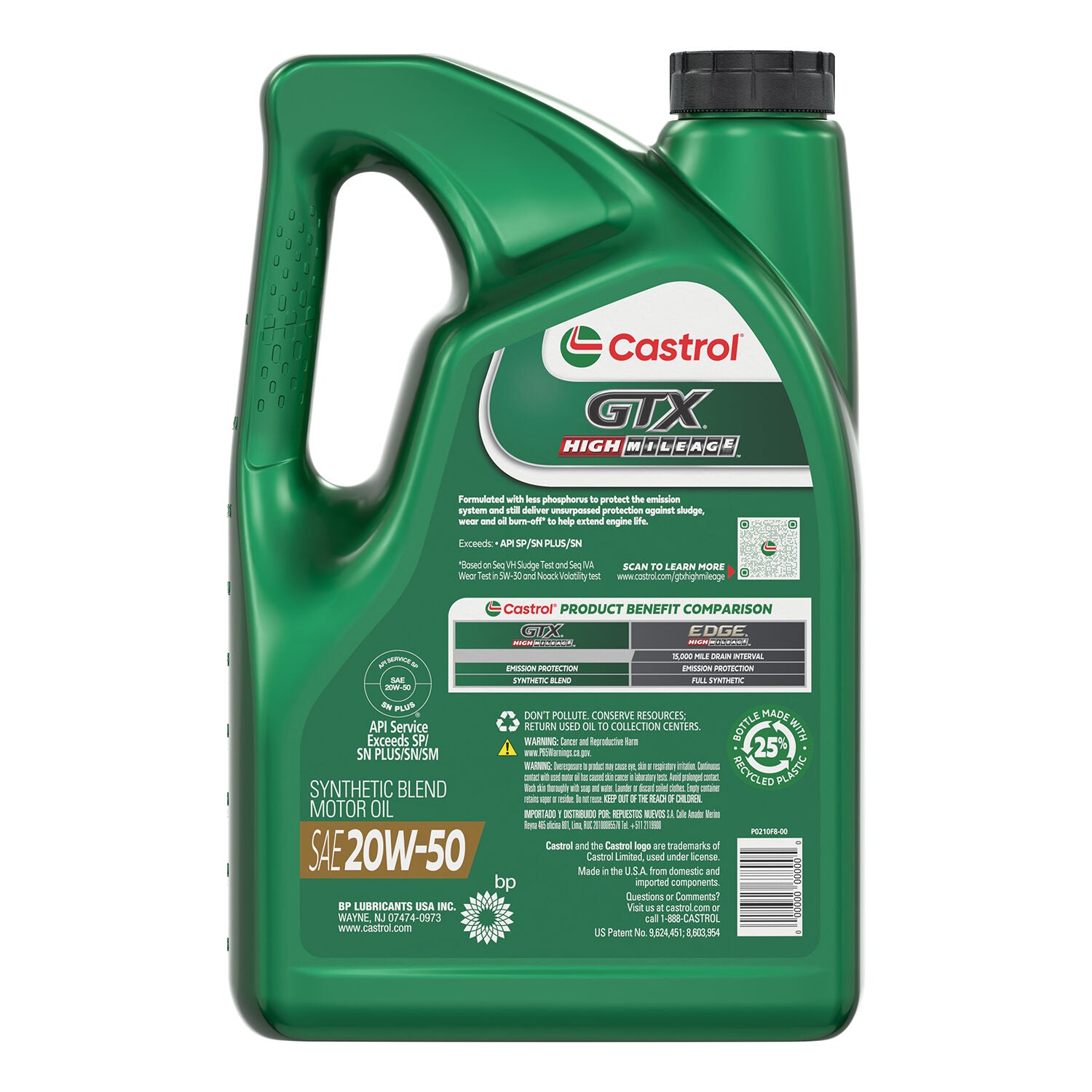 CASTROL - CASTROL GTX HM 20W50 3/5QT