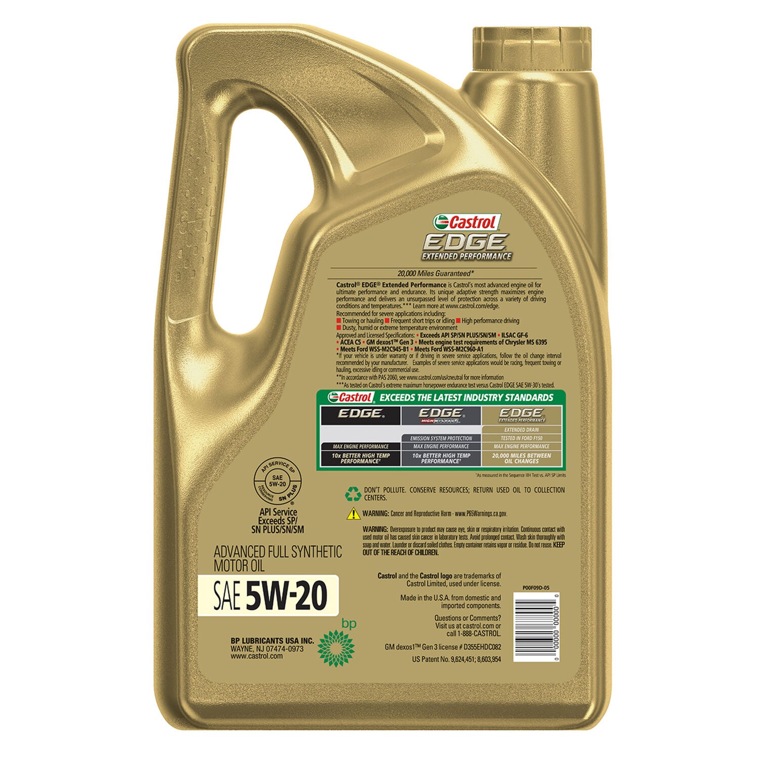 CASTROL - CASTROL EDGE EP 5W20 3/5QT