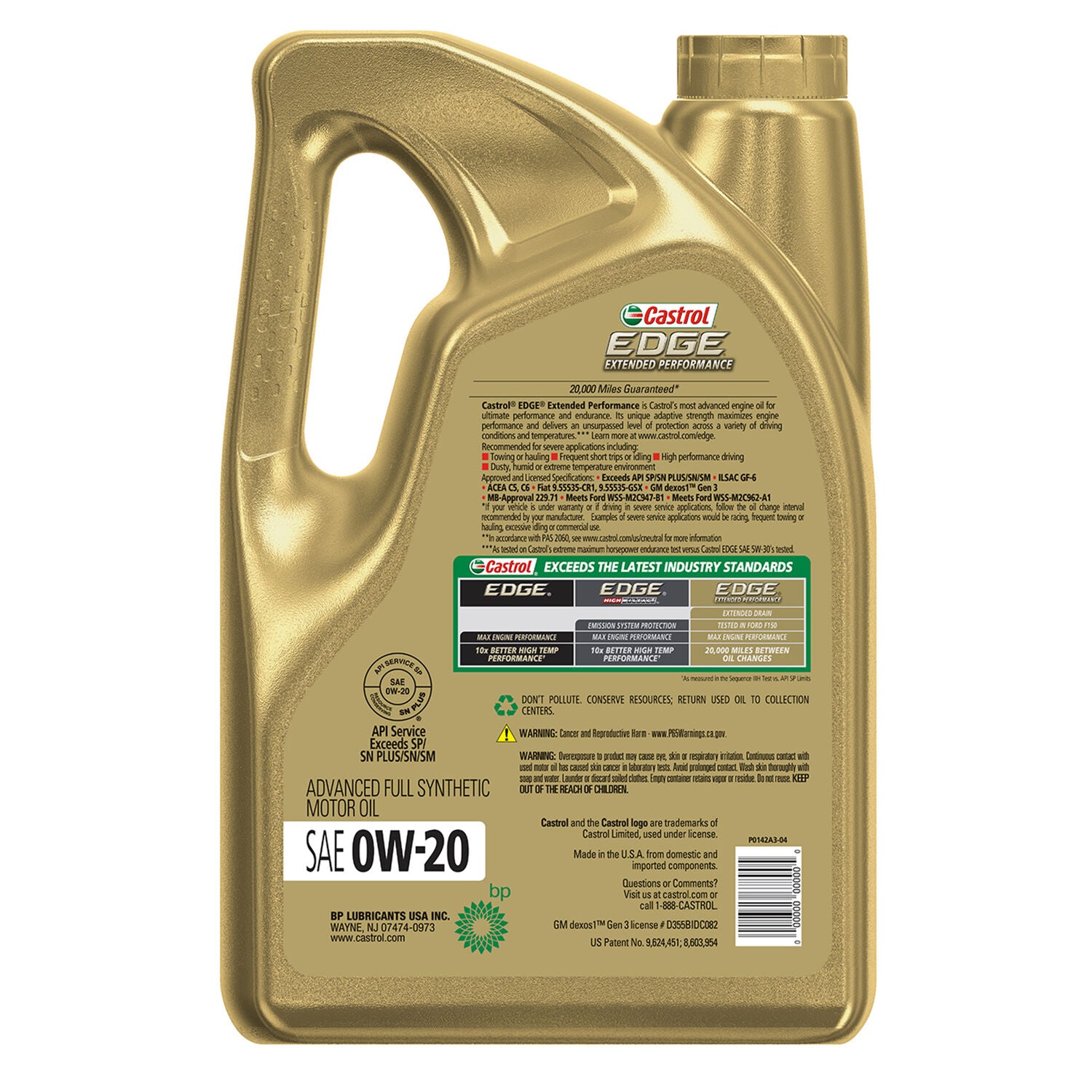 CASTROL - CASTROL EDGE EP 0W20 3/5QT