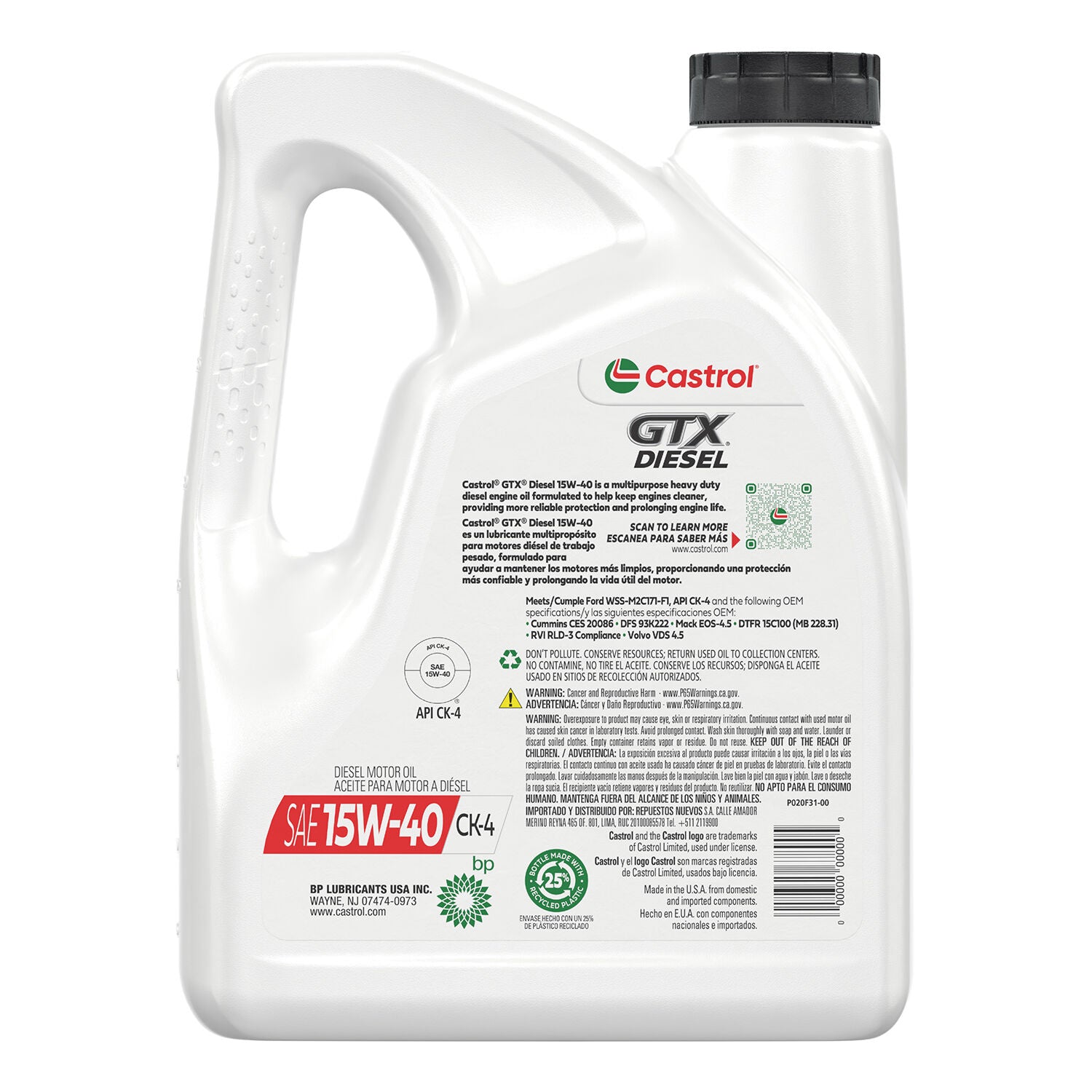 CASTROL - CASTROL GTX DSL CK4 15W40 3/1GA
