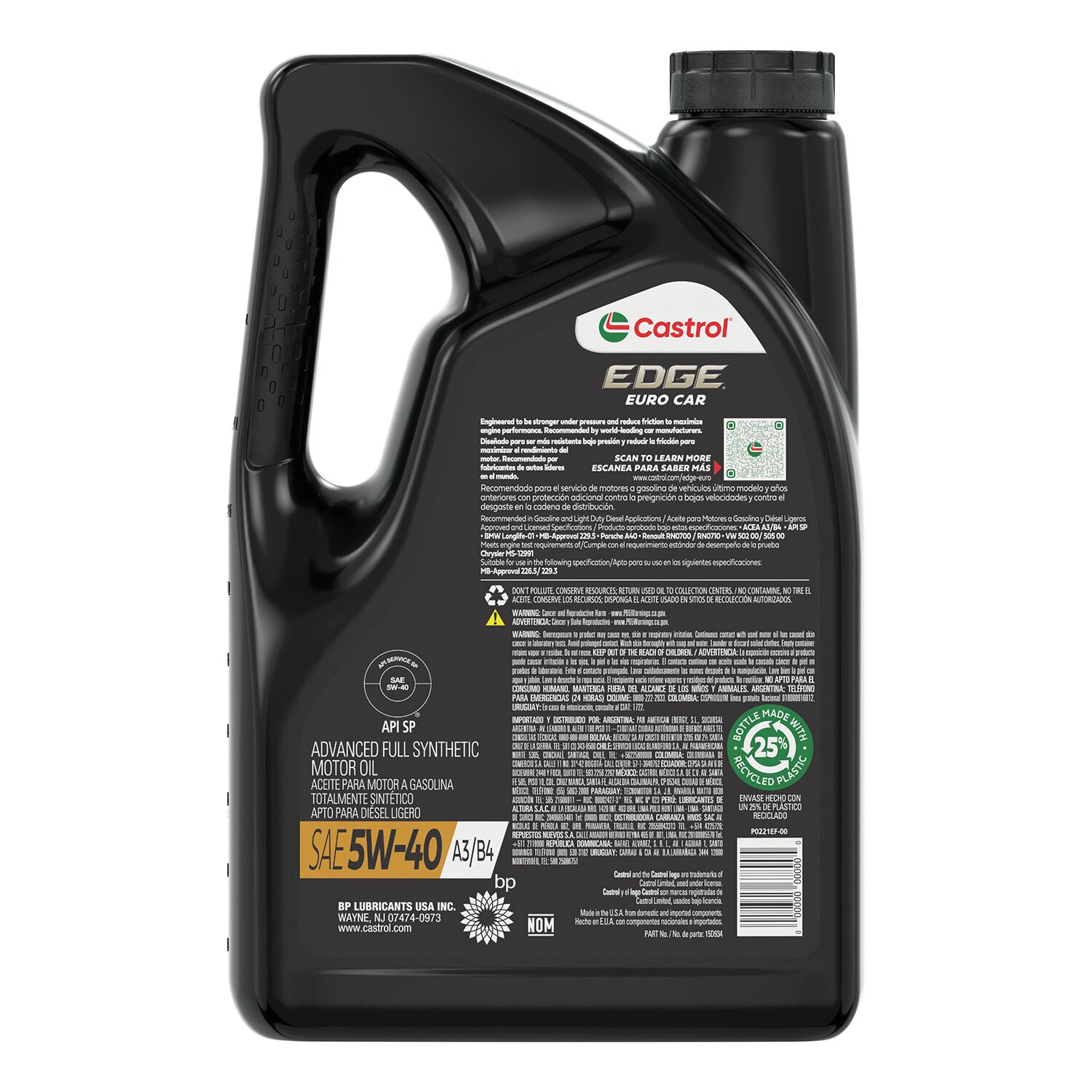 CASTROL - CASTROL EDGE 5W40 A3/B4 3/5QT
