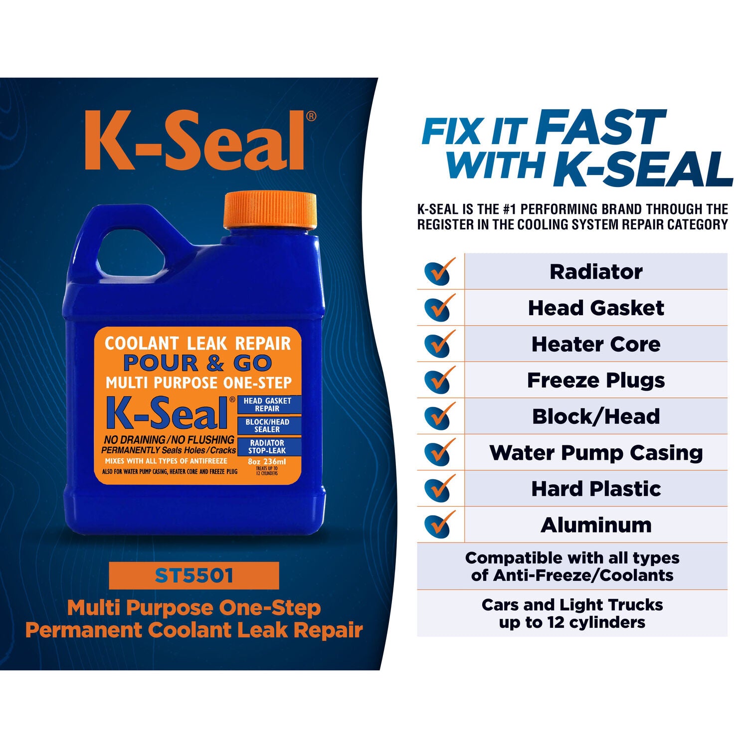 K SEAL - KSEAL COOLANTLEAK REPAIR 6/8OZ