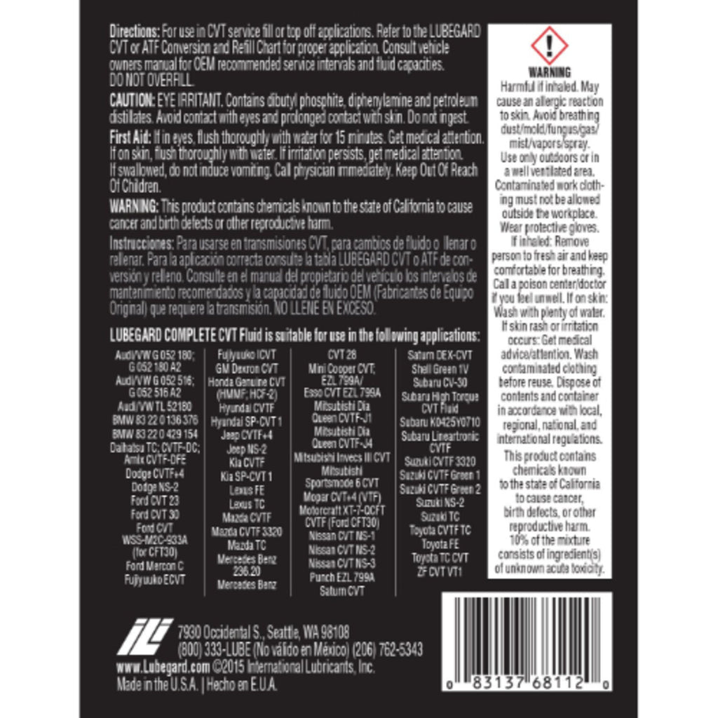 LUBEGARD - LUBEGARD UNIVERSAL CVT FLUID 6