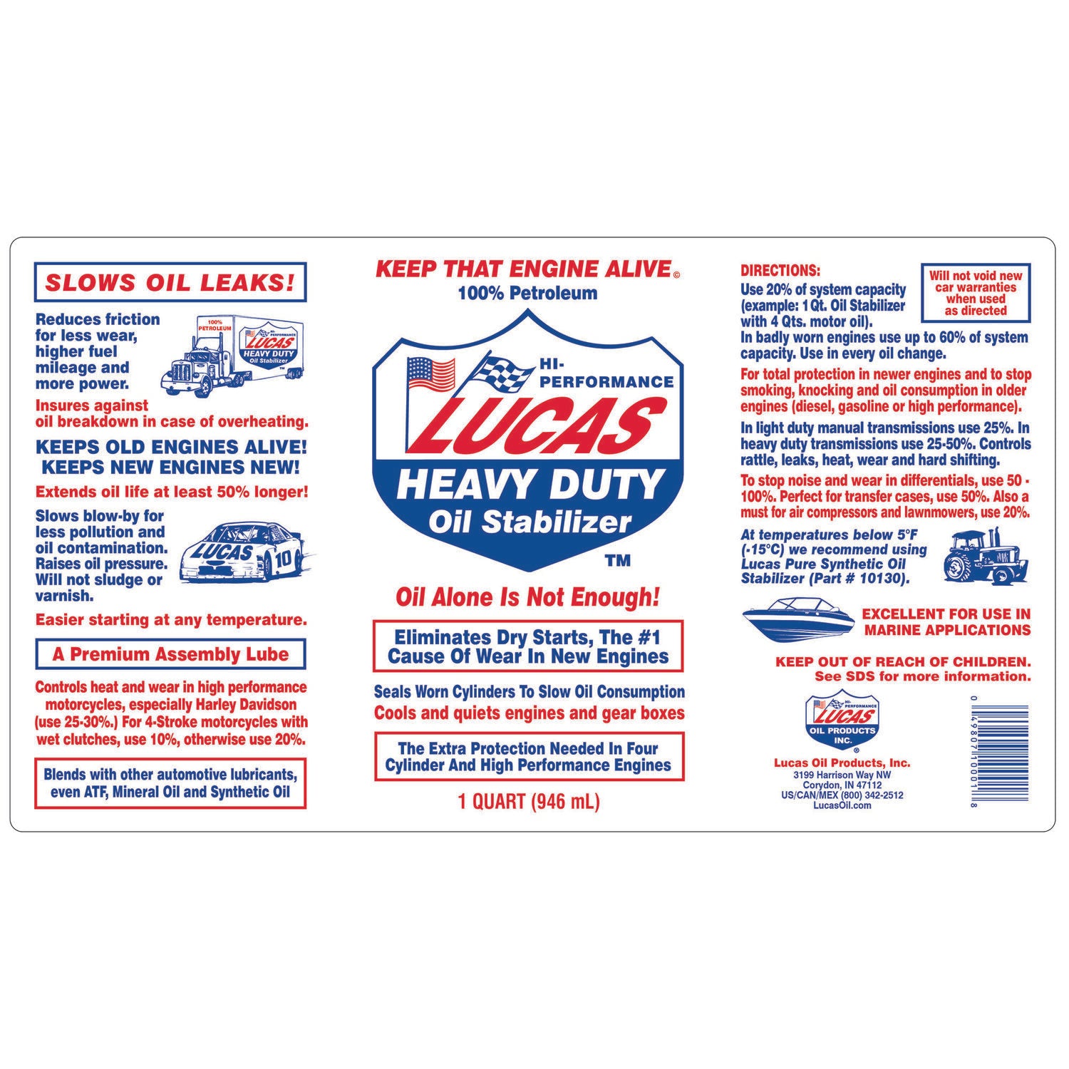 LUCAS - LUCAS HD OIL STABILIZER 12/1QT