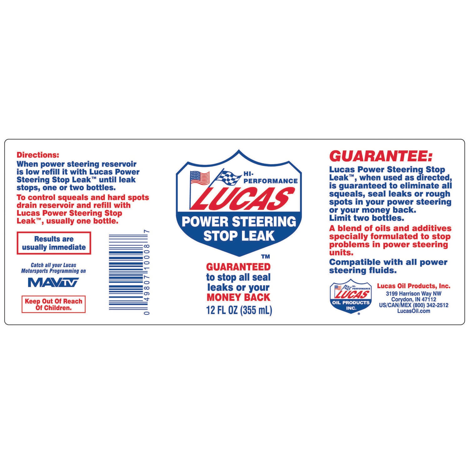 LUCAS - LUCAS PWR STR STOP LEAK 12/12OZ