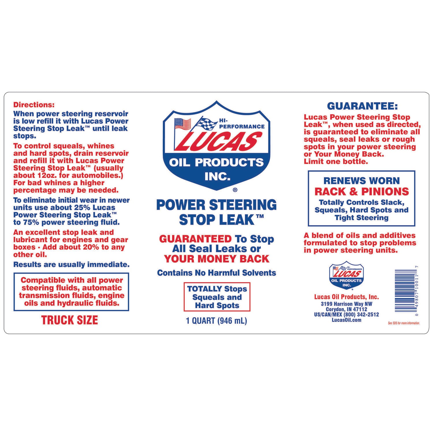 LUCAS - LUCAS PWR STR STOP LEAK 12/1QT