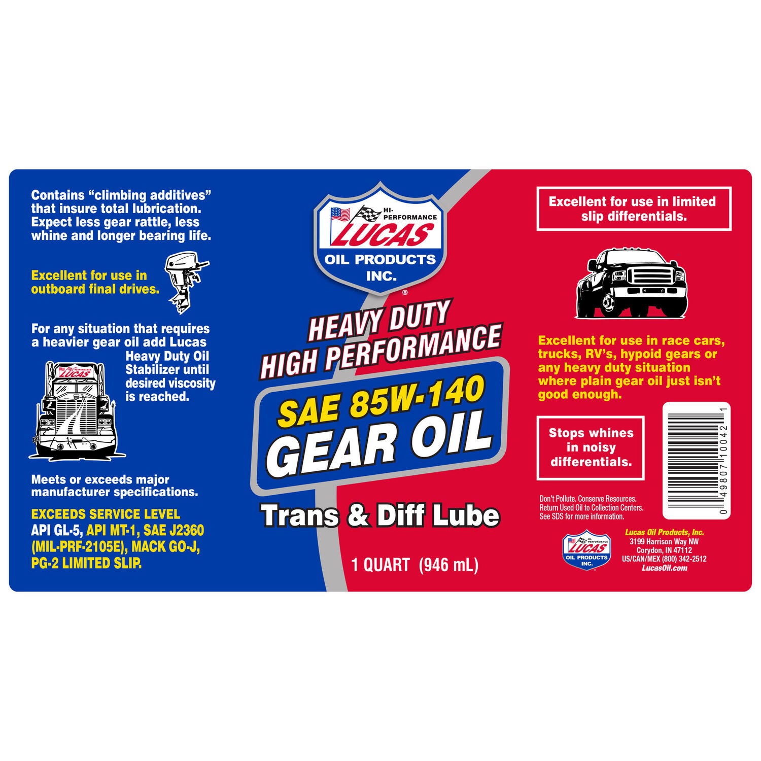 LUCAS - LUCAS HD 85W140+ GEAROIL 12/1QT