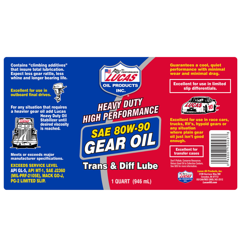 LUCAS - LUCAS 80W90 GEAR OIL 12/1QT