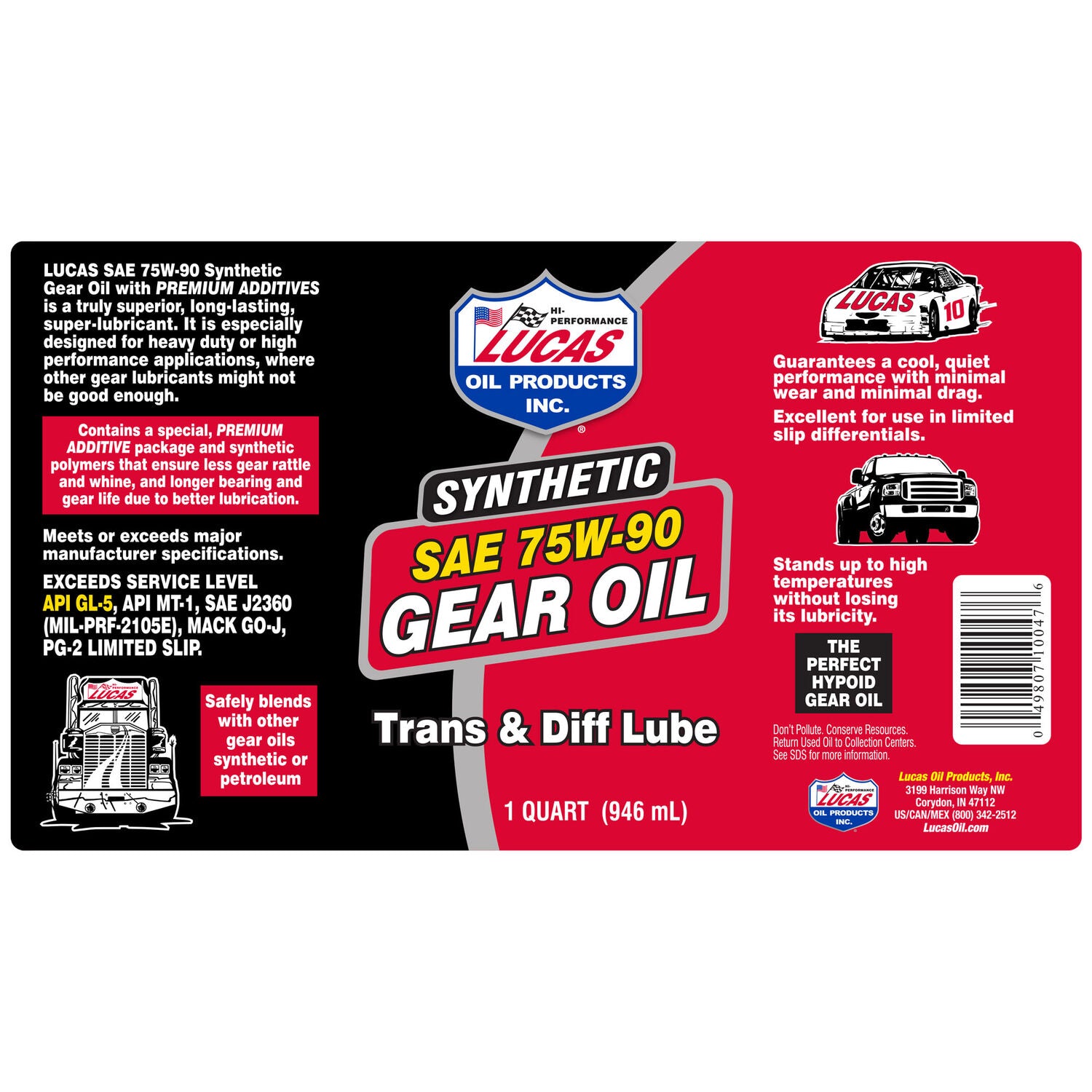 LUCAS - LUCAS SYN 75W90 GEAR OIL 12/1QT