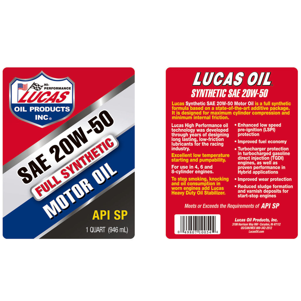 LUCAS - LUCAS FULL SYN 20W50 6/1QT
