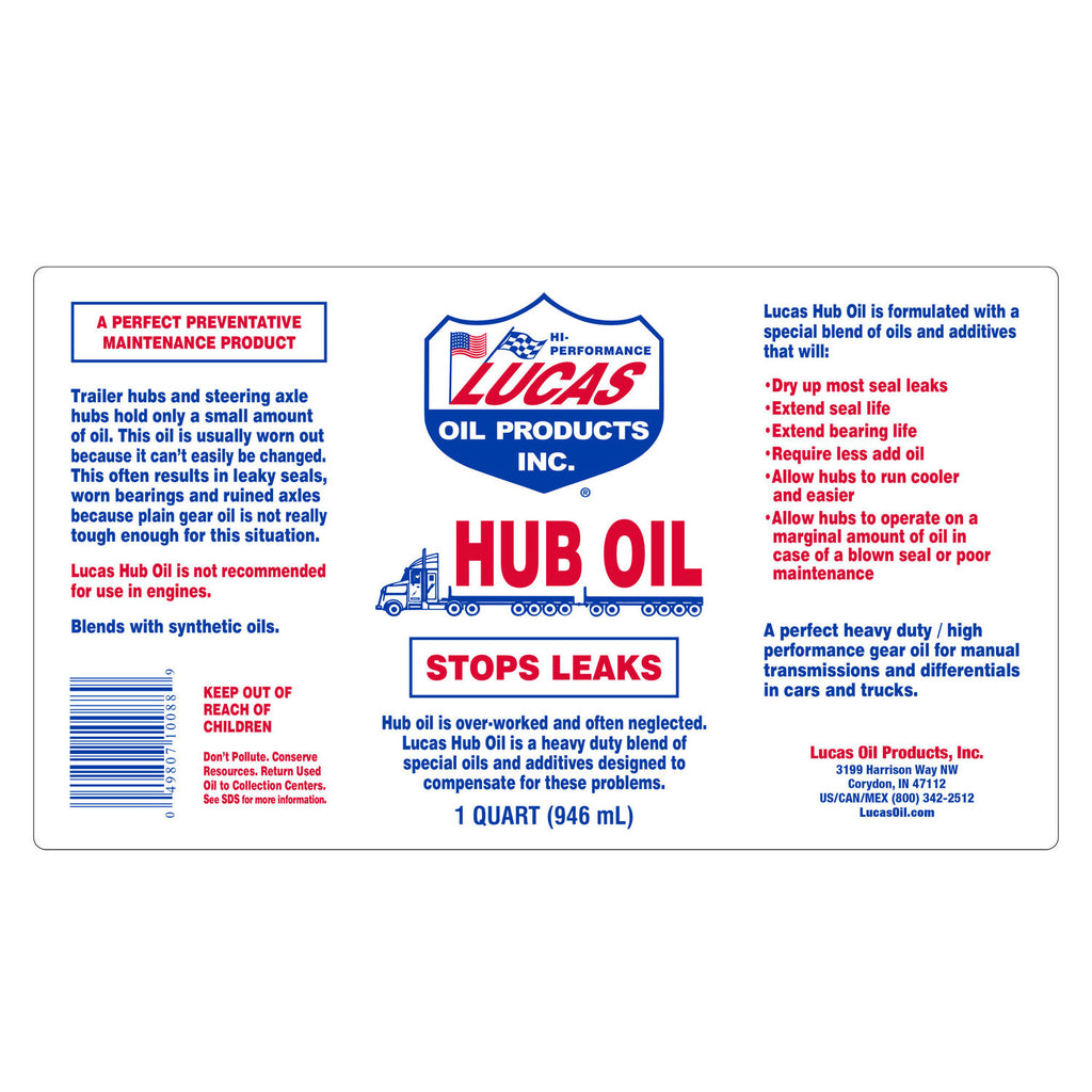 LUCAS - LUCAS HUB OIL 12/32OZ