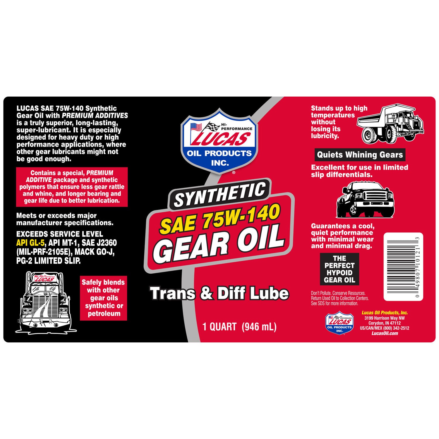LUCAS - LUCAS SYN 75W140 GEAROIL 12/1QT