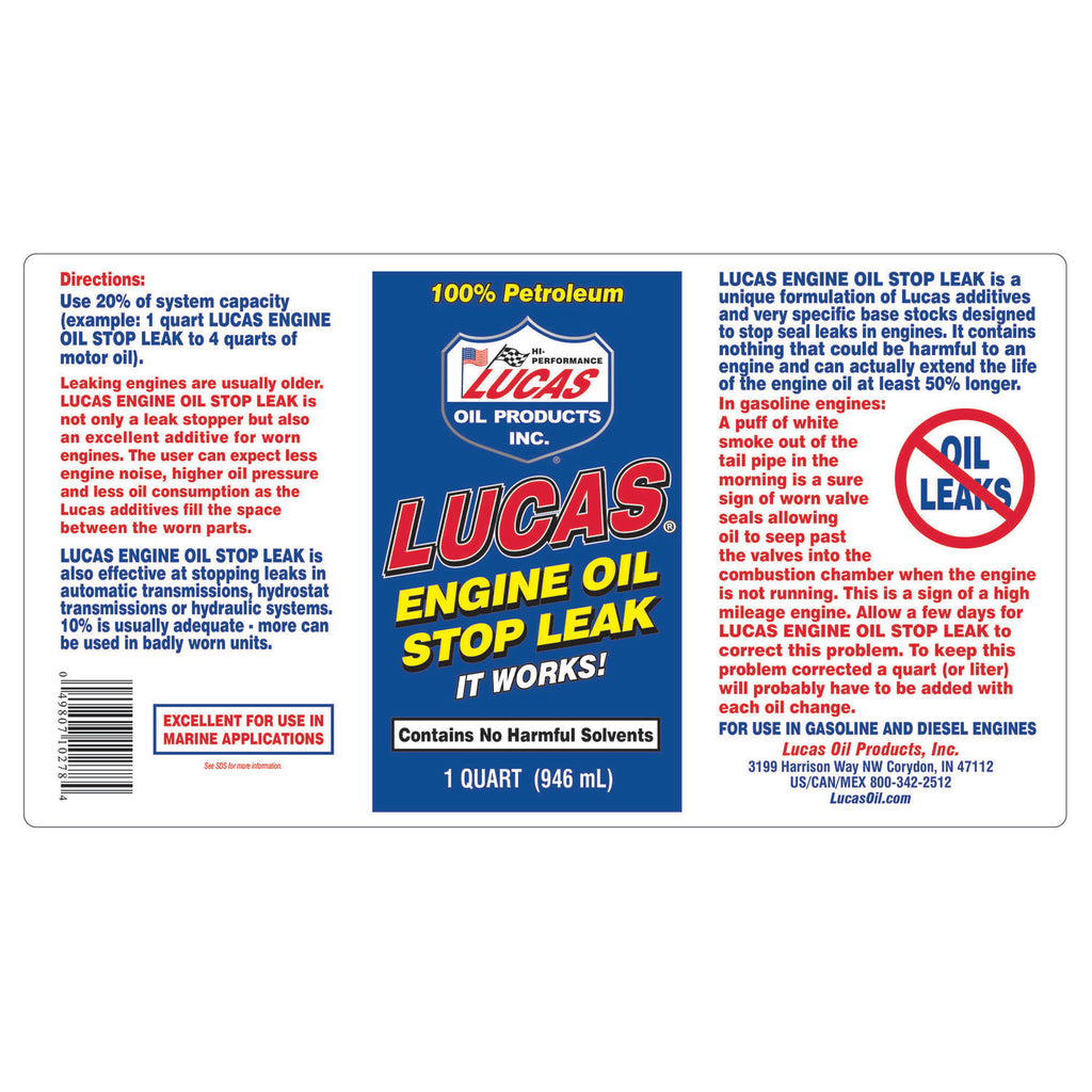 LUCAS - LUCAS ENG OIL STOP LEAK 12/1QT