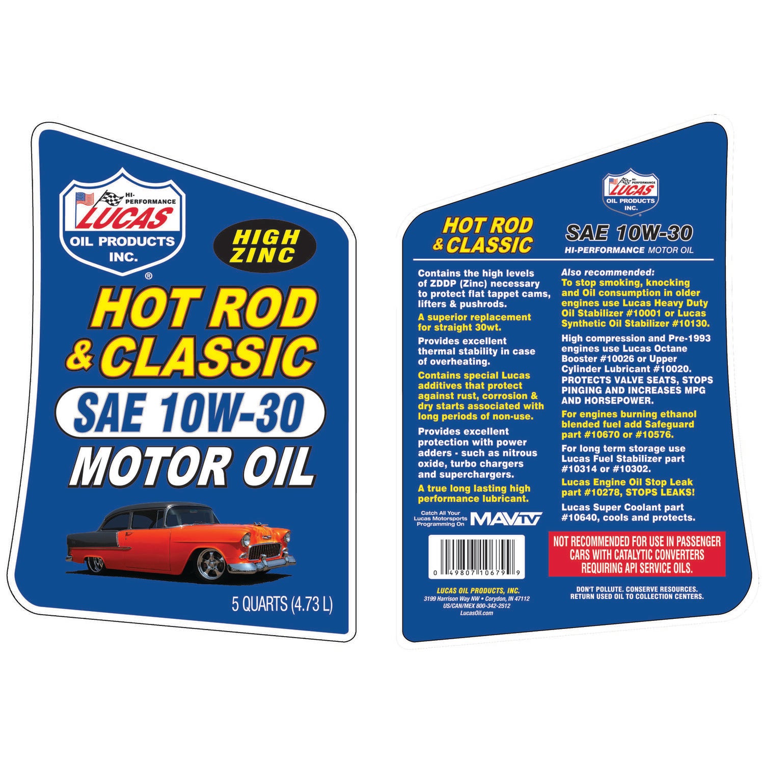 LUCAS - LUCAS HOT ROD 10W30 5-QT