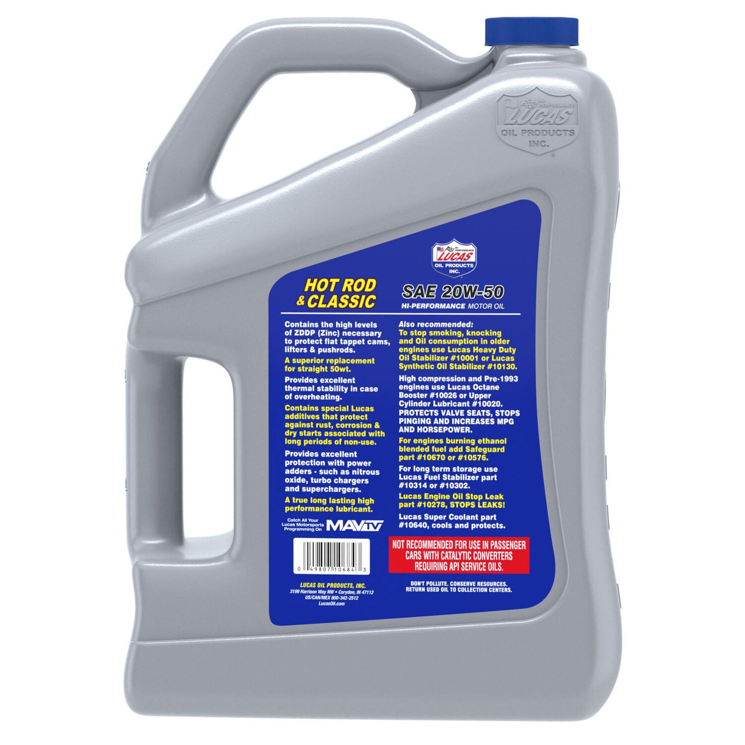 LUCAS - LUCAS HOT ROD 20W50 5-QT