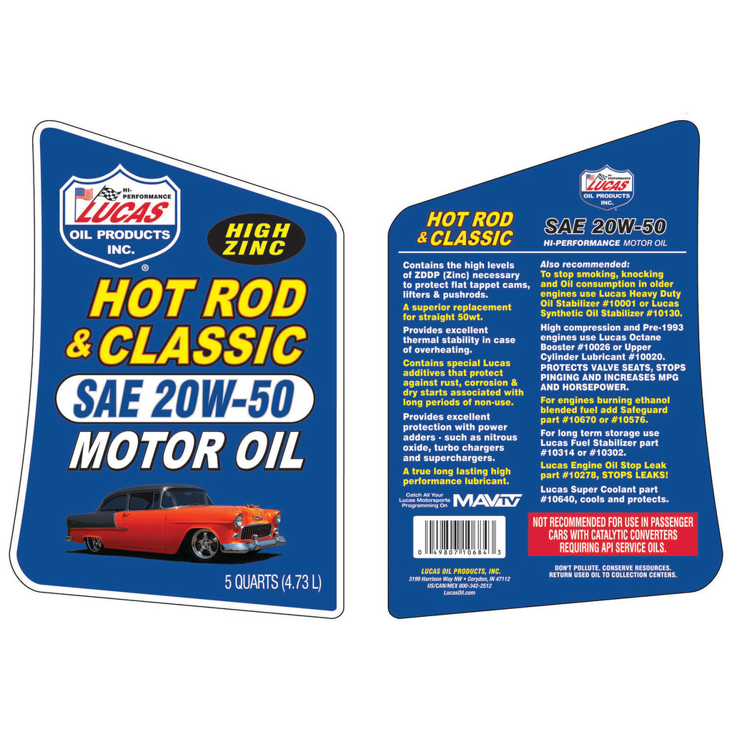 LUCAS - LUCAS HOT ROD 20W50 5-QT