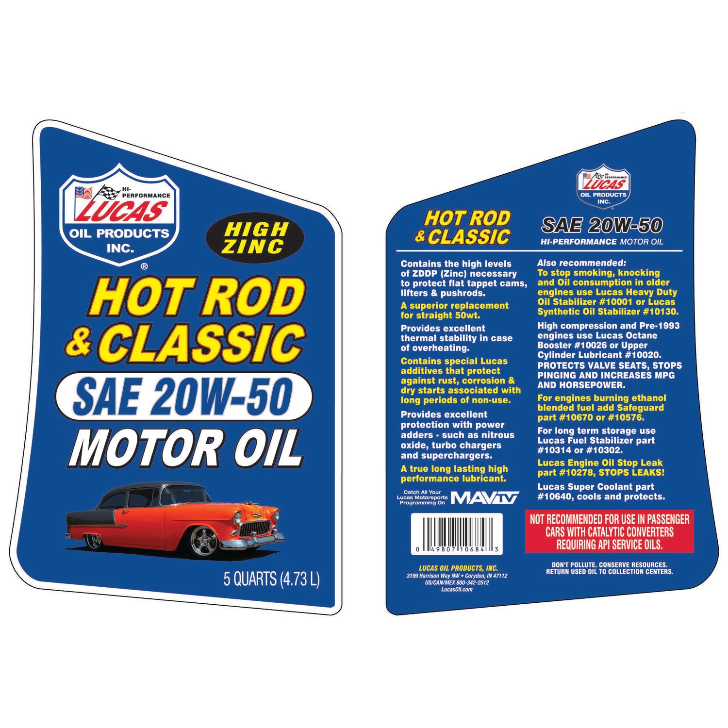 LUCAS - LUCAS HOT ROD 20W50 5-QT