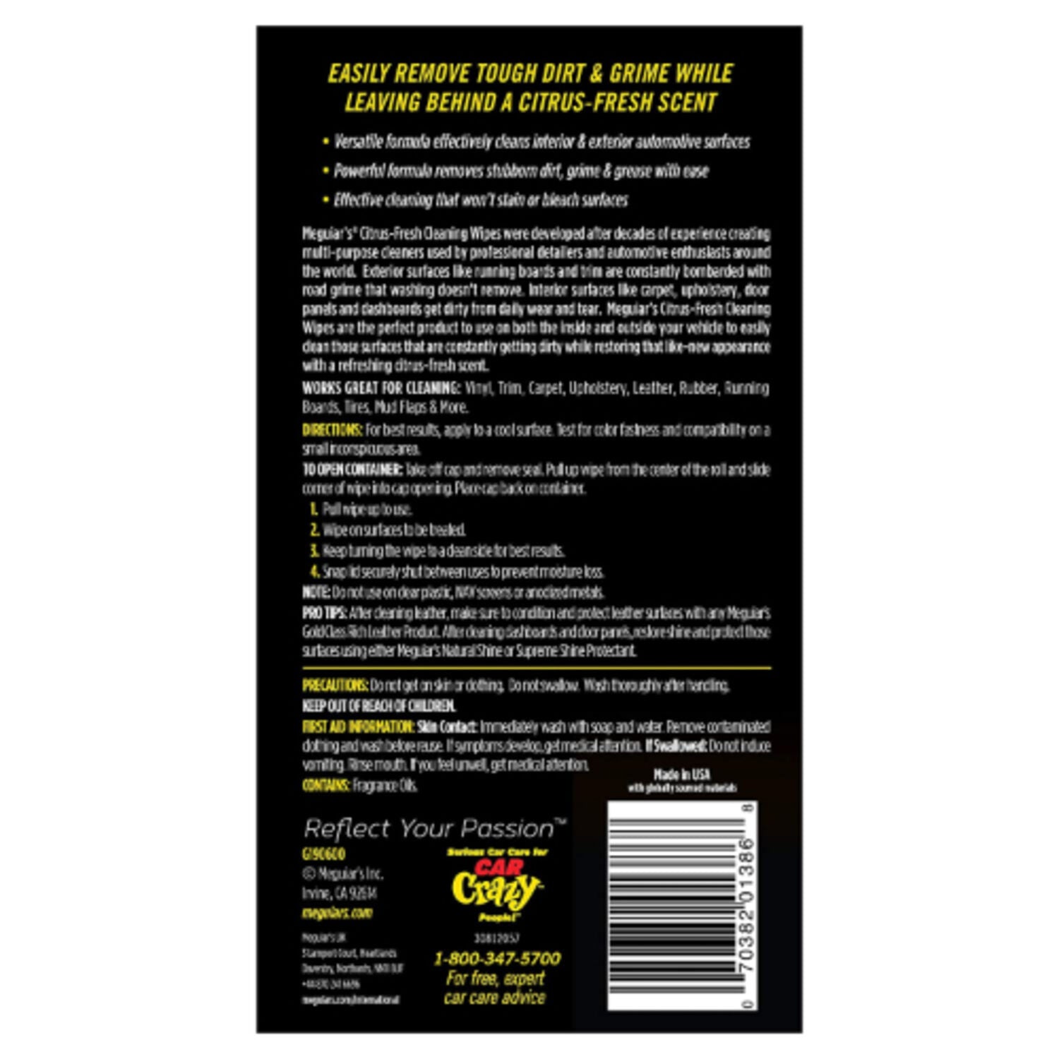 MEGUIARS - MEGUIARS CIT/FRSH CLEANING WIPE