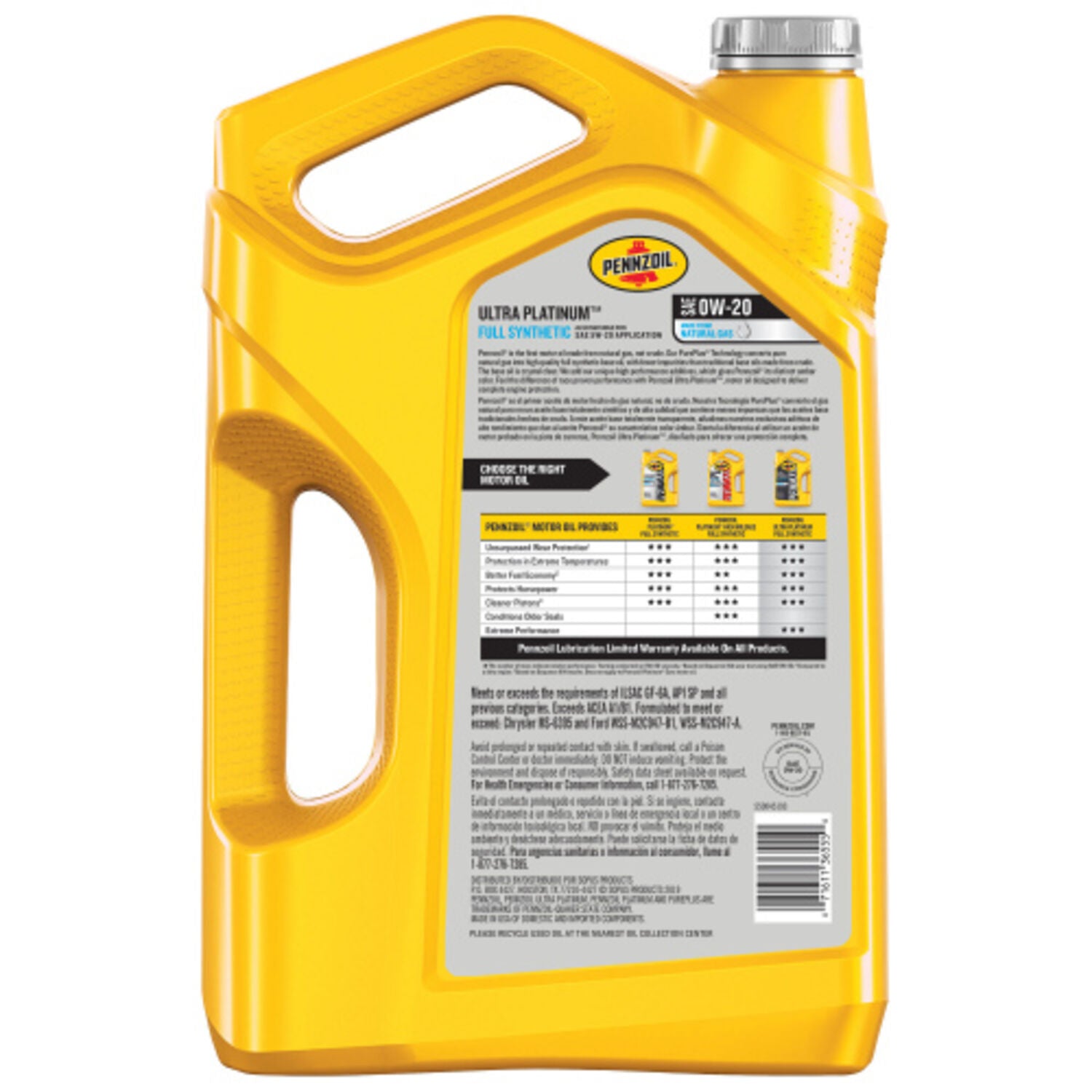 PENNZOIL - PENNZ ULTRA PLAT SYN 0W20 3/5QT