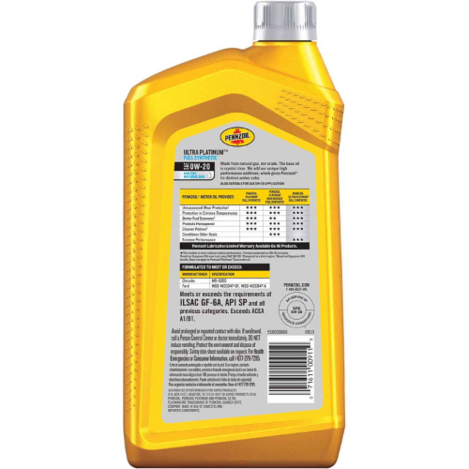 PENNZOIL - PENNZ ULTRA PLAT SYN 0W20 6/1QT