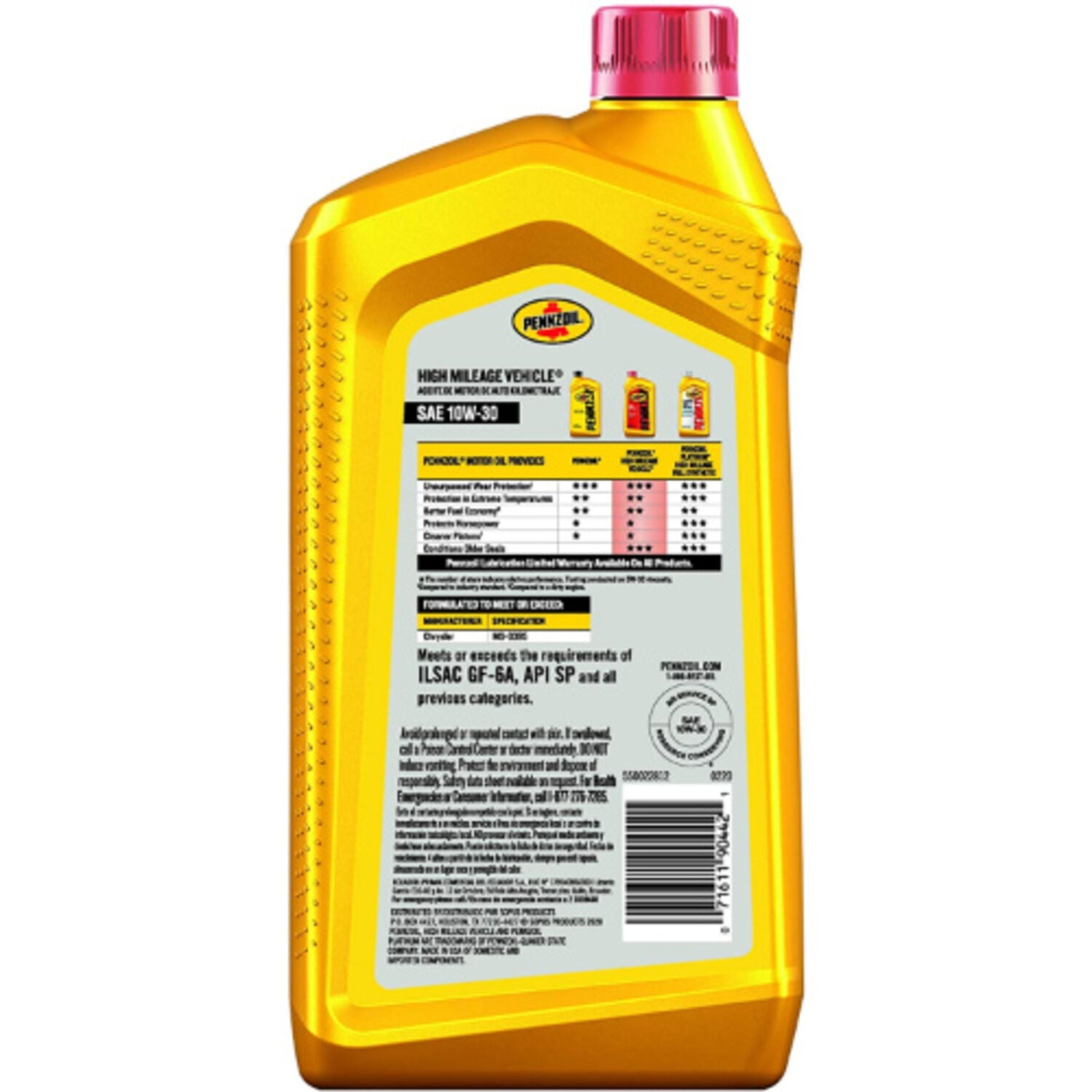 PENNZOIL - PENZ PLAT HIGH MILE 10W30 6/1QT