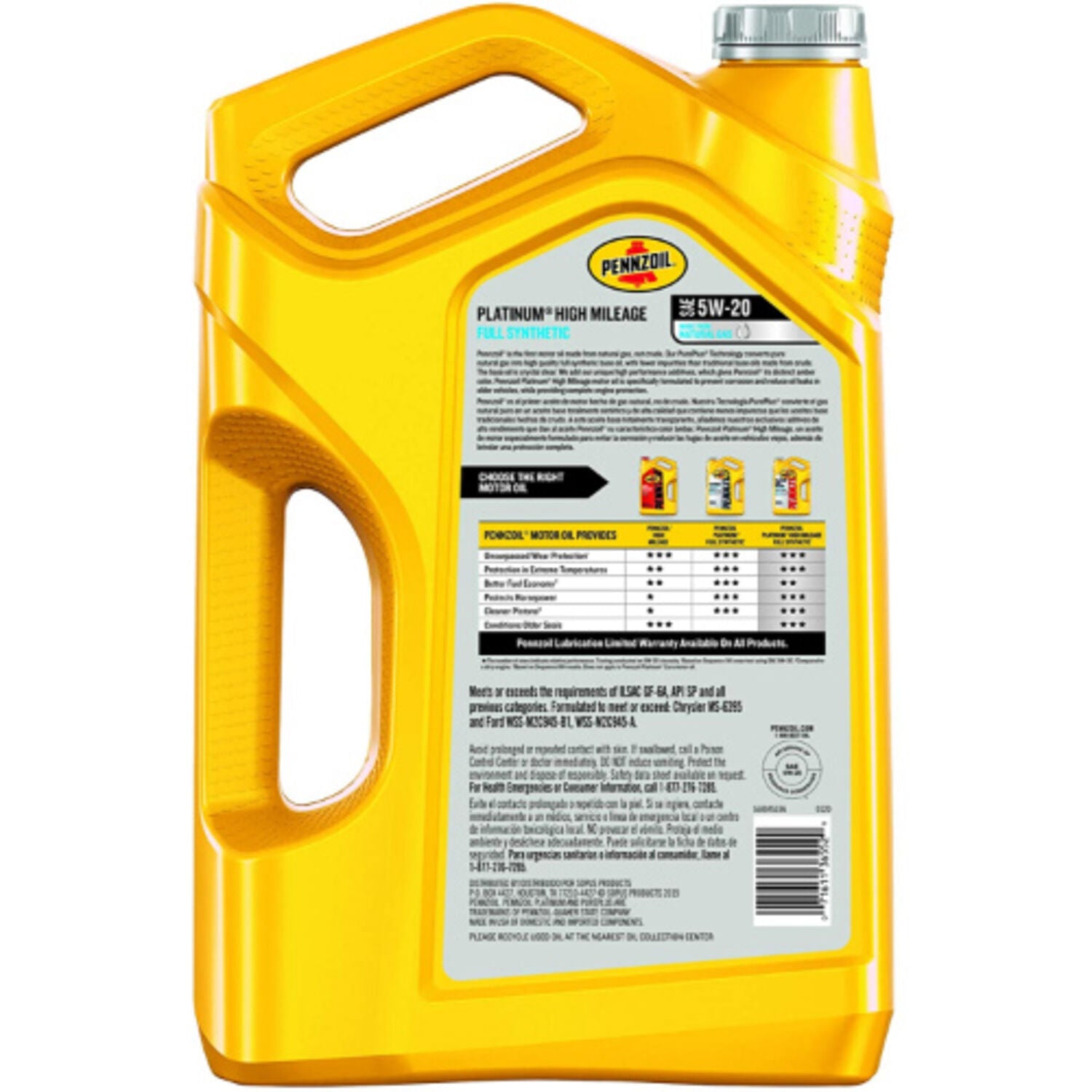 PENNZOIL - PENZ PLAT HIGH MILE 5W20 3/5QT