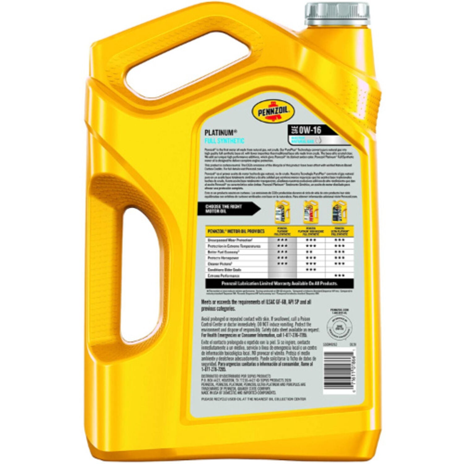 PENNZOIL - PENNZOIL PLATINUM 0W16 3/5QT