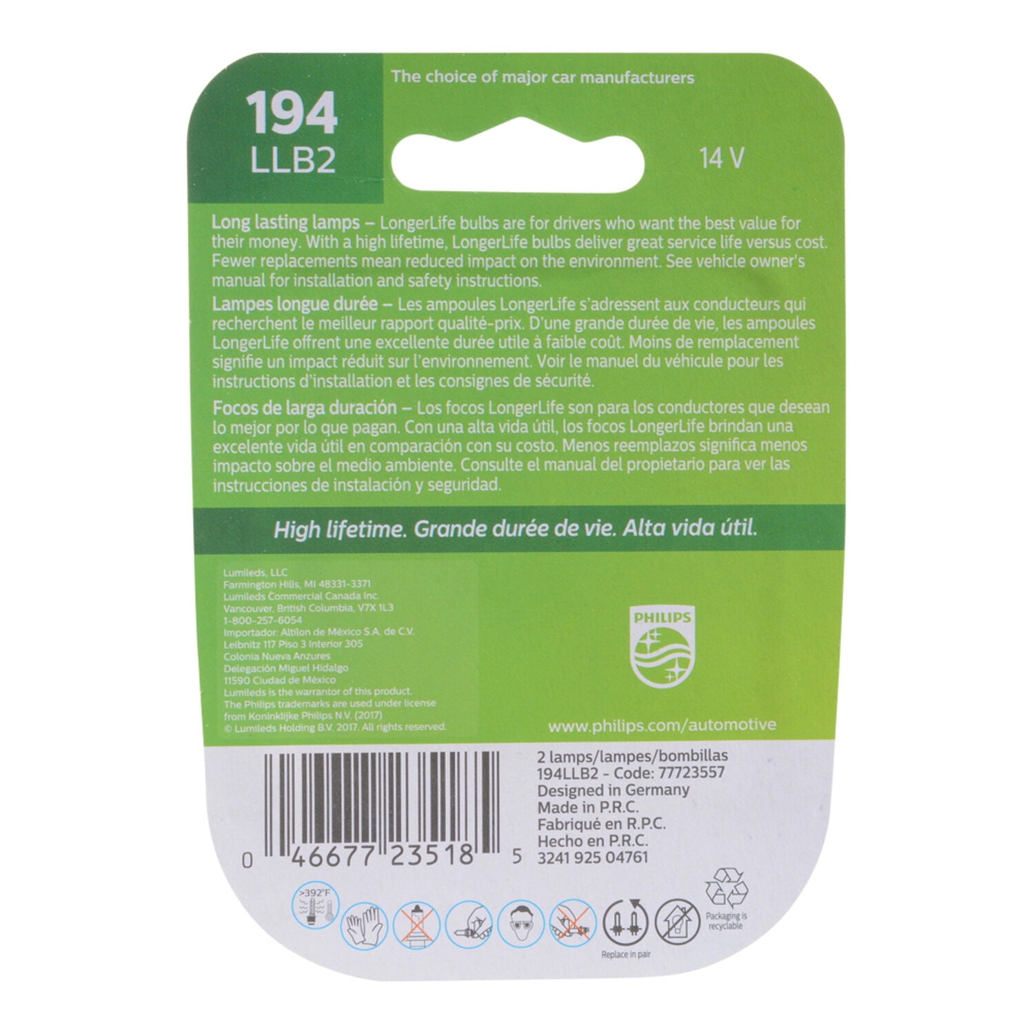 PHILIPS - PHIL LNGRLF MINI BULB 194LLB2