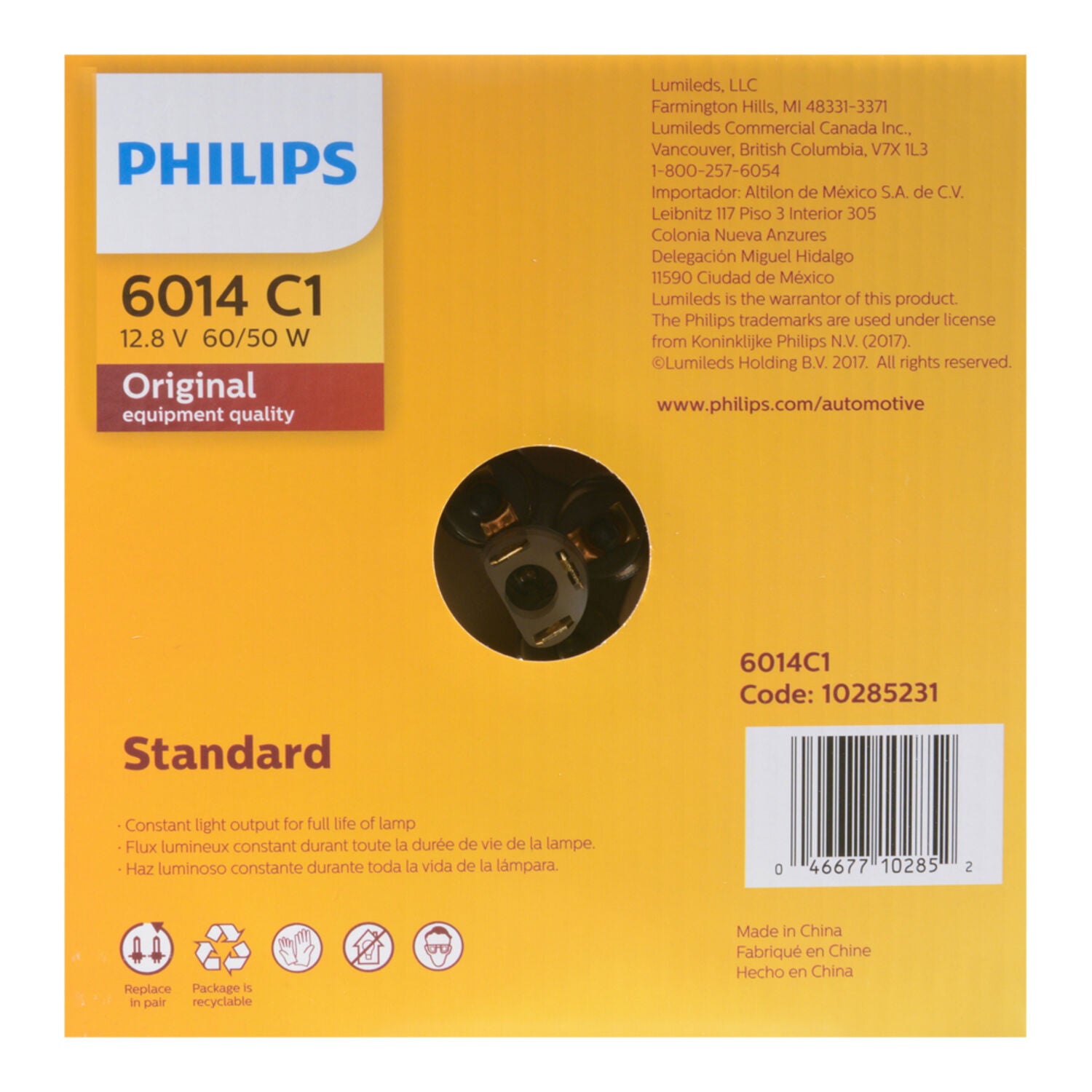PHILIPS - PHIL SEALED BEAM HI/LO ROUND