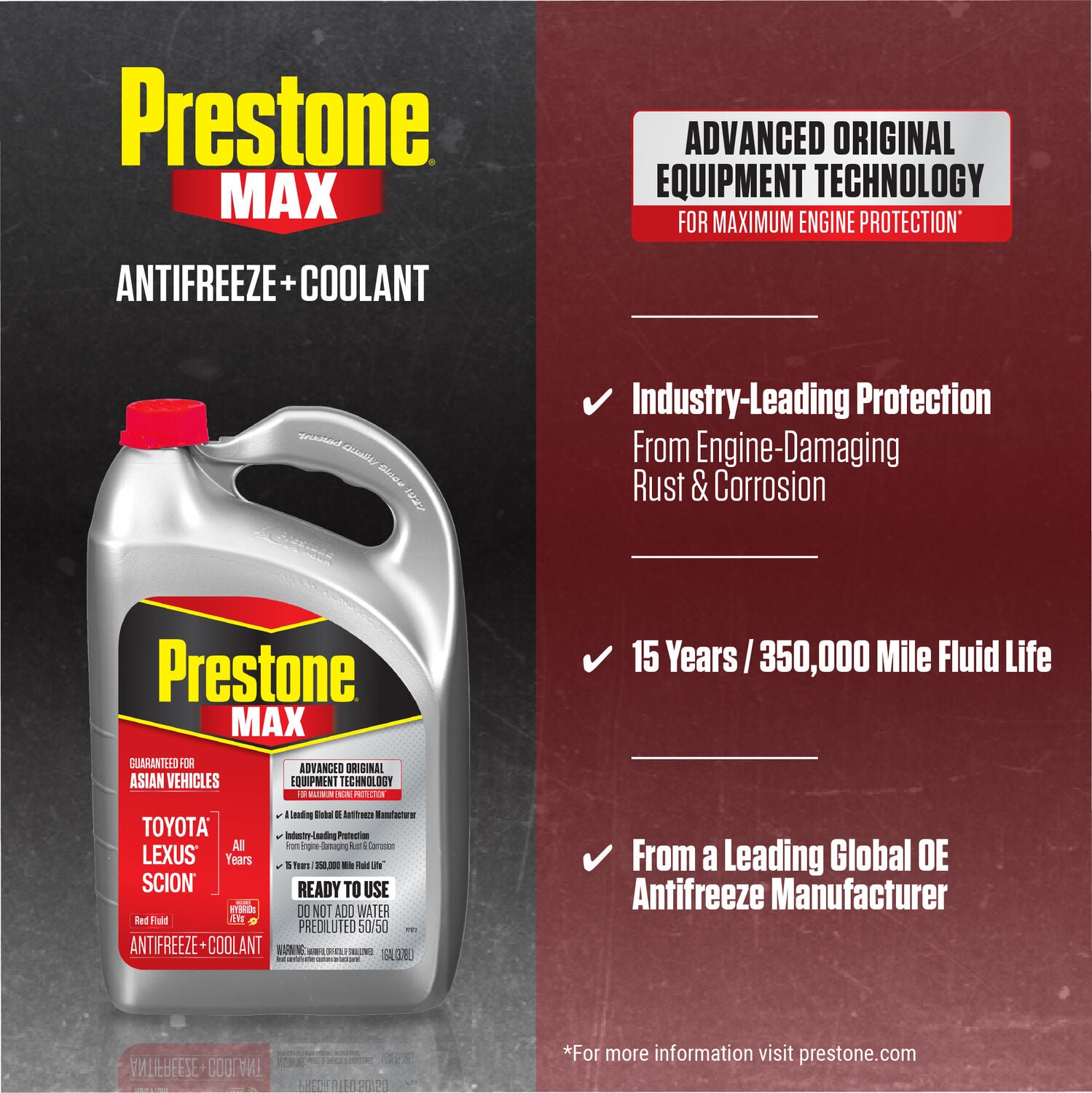 PRESTONE - PRES MAX ASIAN RED 50/50 6/1GL