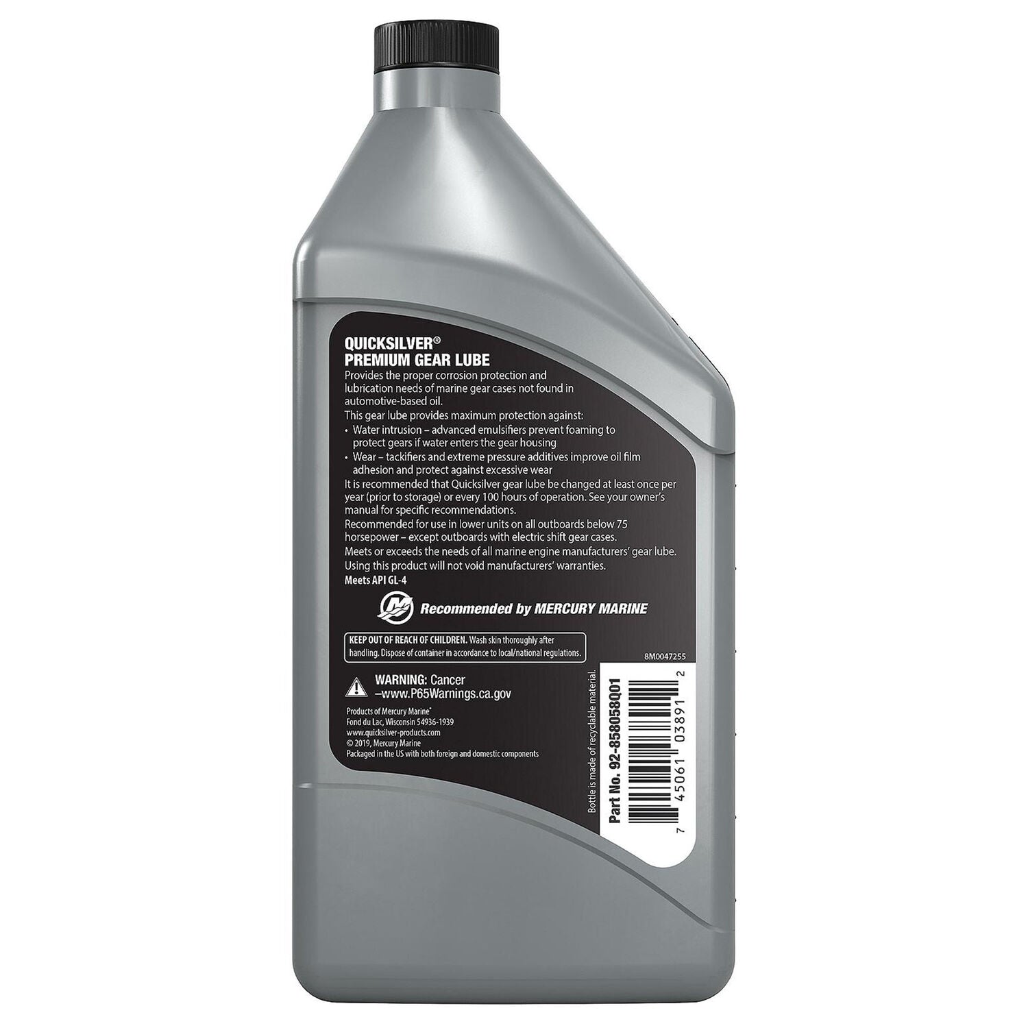QUICKSILVER - QUIK PRM GEAR LUBE 80W90 6/32OZ