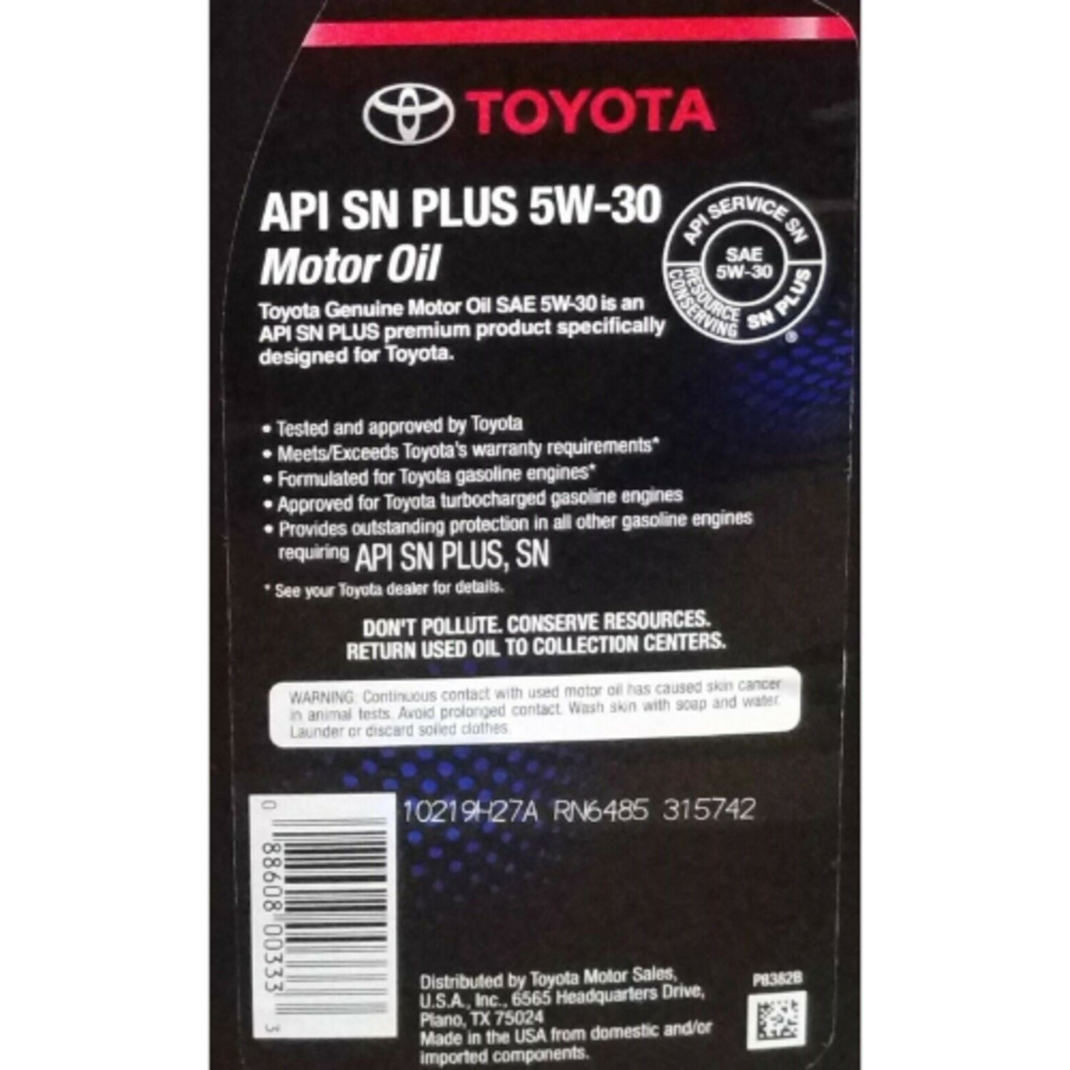 TOYOTA - TOYOTA 5W30 OIL QT