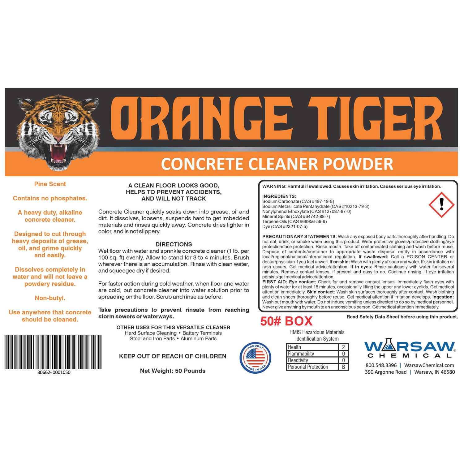 WARSAW CHEMICAL - POWDER FLOOR CLNR (ORNGE)50#