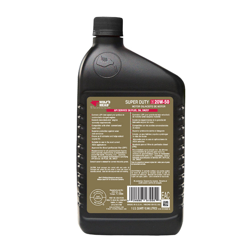 WOLF'S HEAD - WOLF'S HEAD S DUTY 20W50 12/1QT